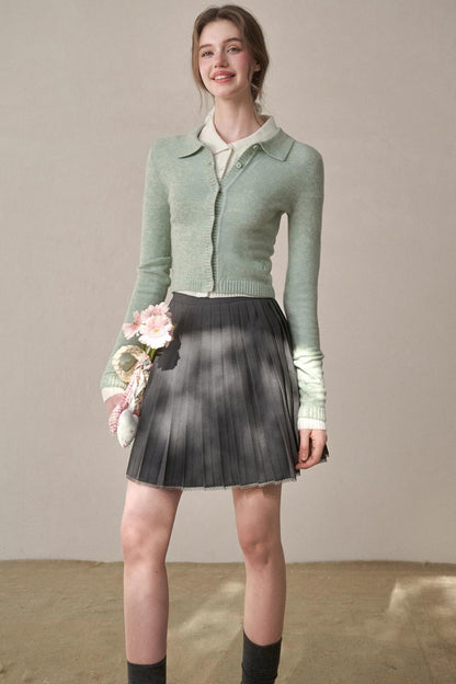 Gray Pleated Skirt