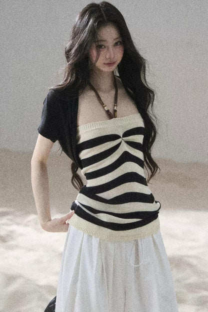 Flowing Twilight Striped Top Set