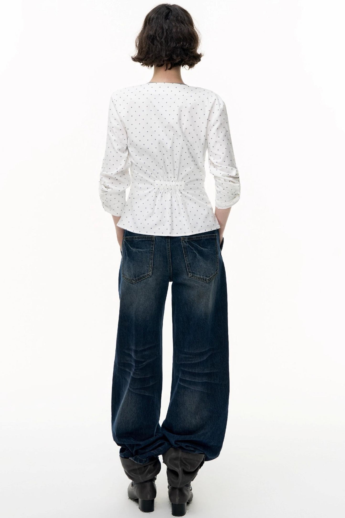 Slimming Retro Polka Dot Shirt