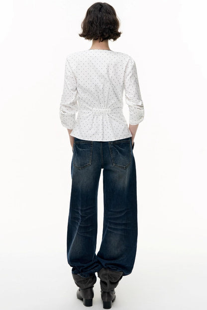 Slimming Retro Polka Dot Shirt