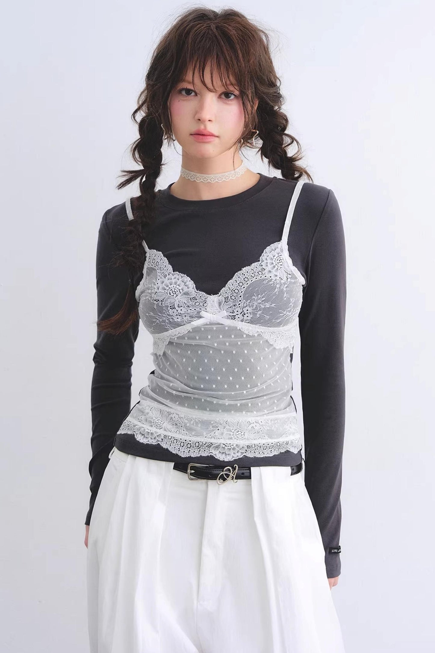 Lace Spliced Vintage Top