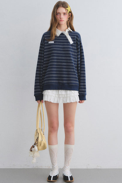 Retro Lace Collar Sweatshirt