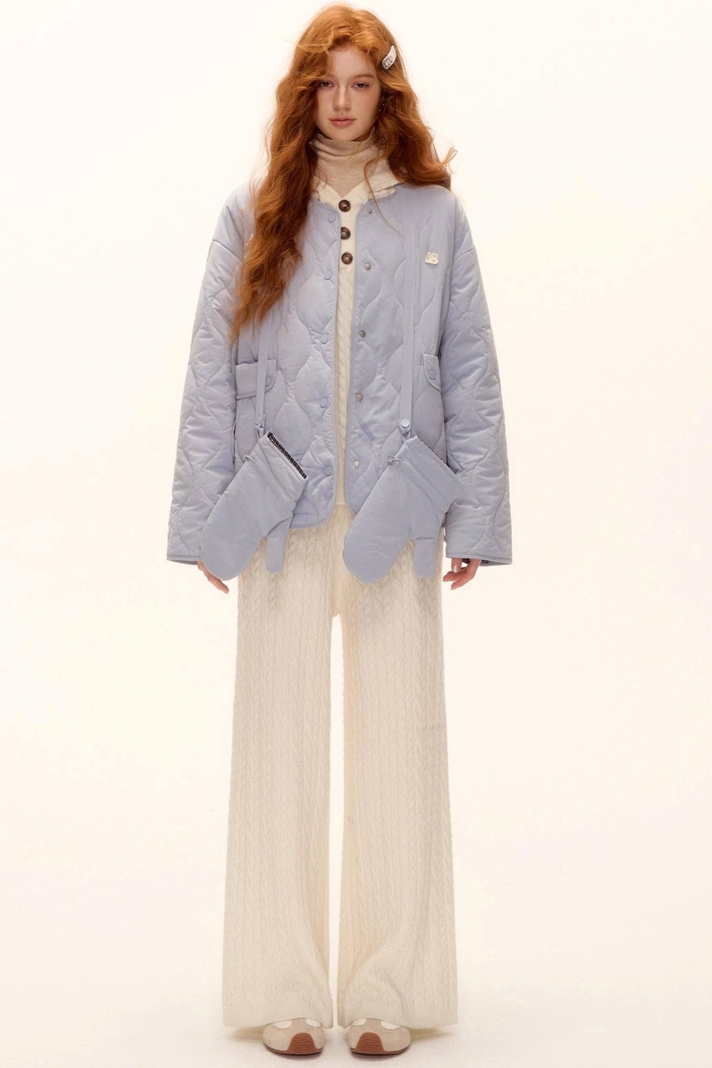 Milk Blue Plaid Cotton Jacket Set