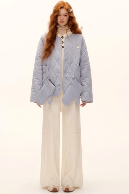 Milk Blue Plaid Cotton Jacket Set