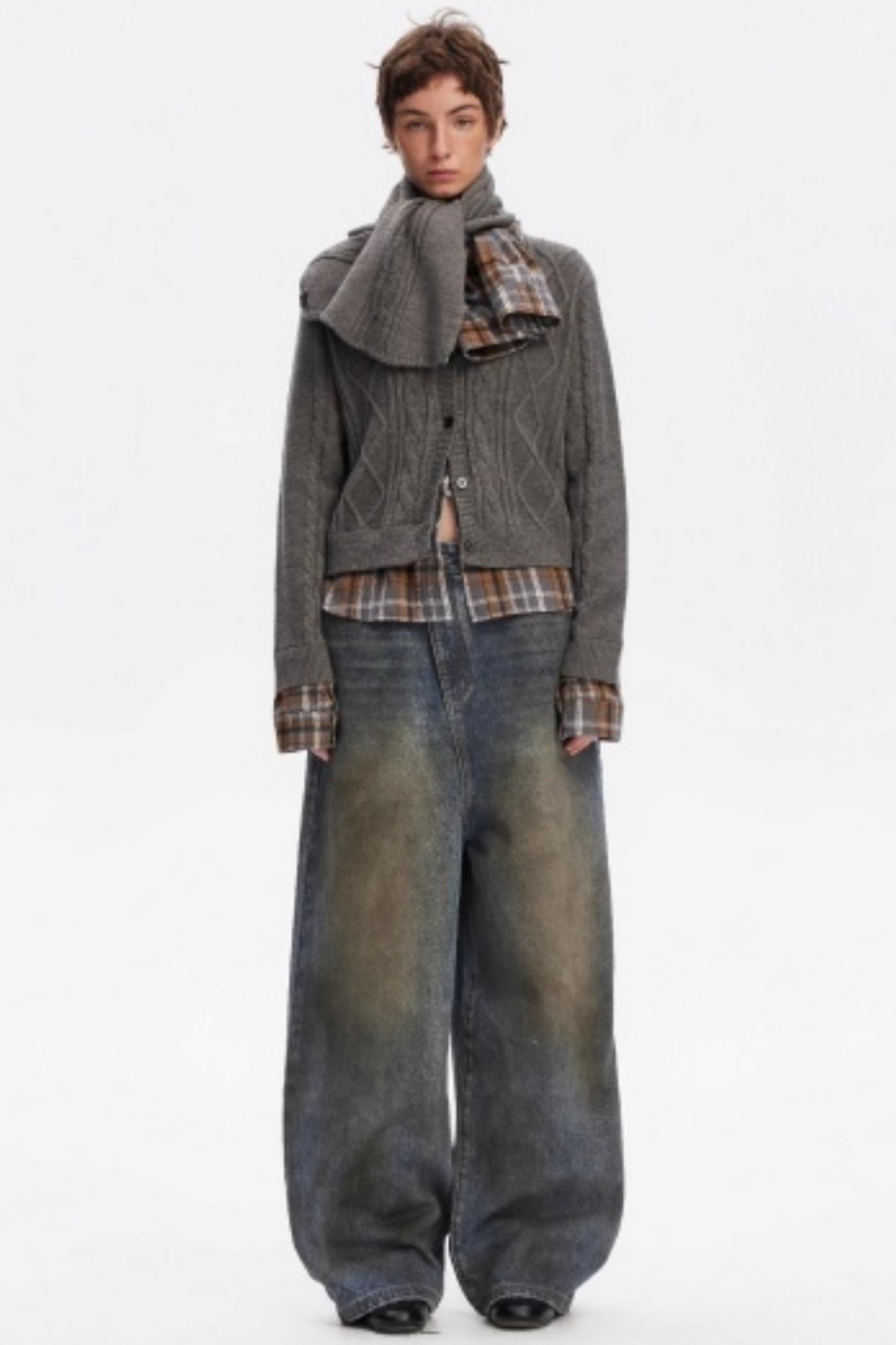 Wool Twist Cardigan Sweater Set-Up