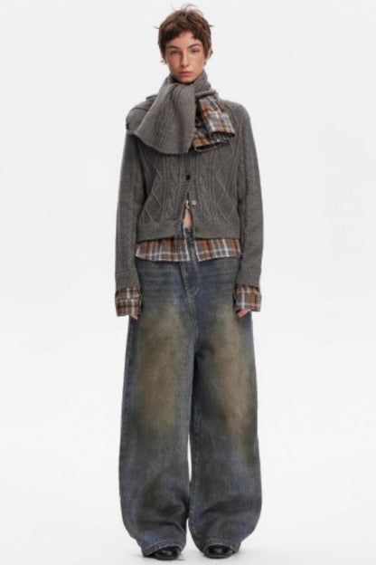 Wool Twist Cardigan Sweater Set-Up