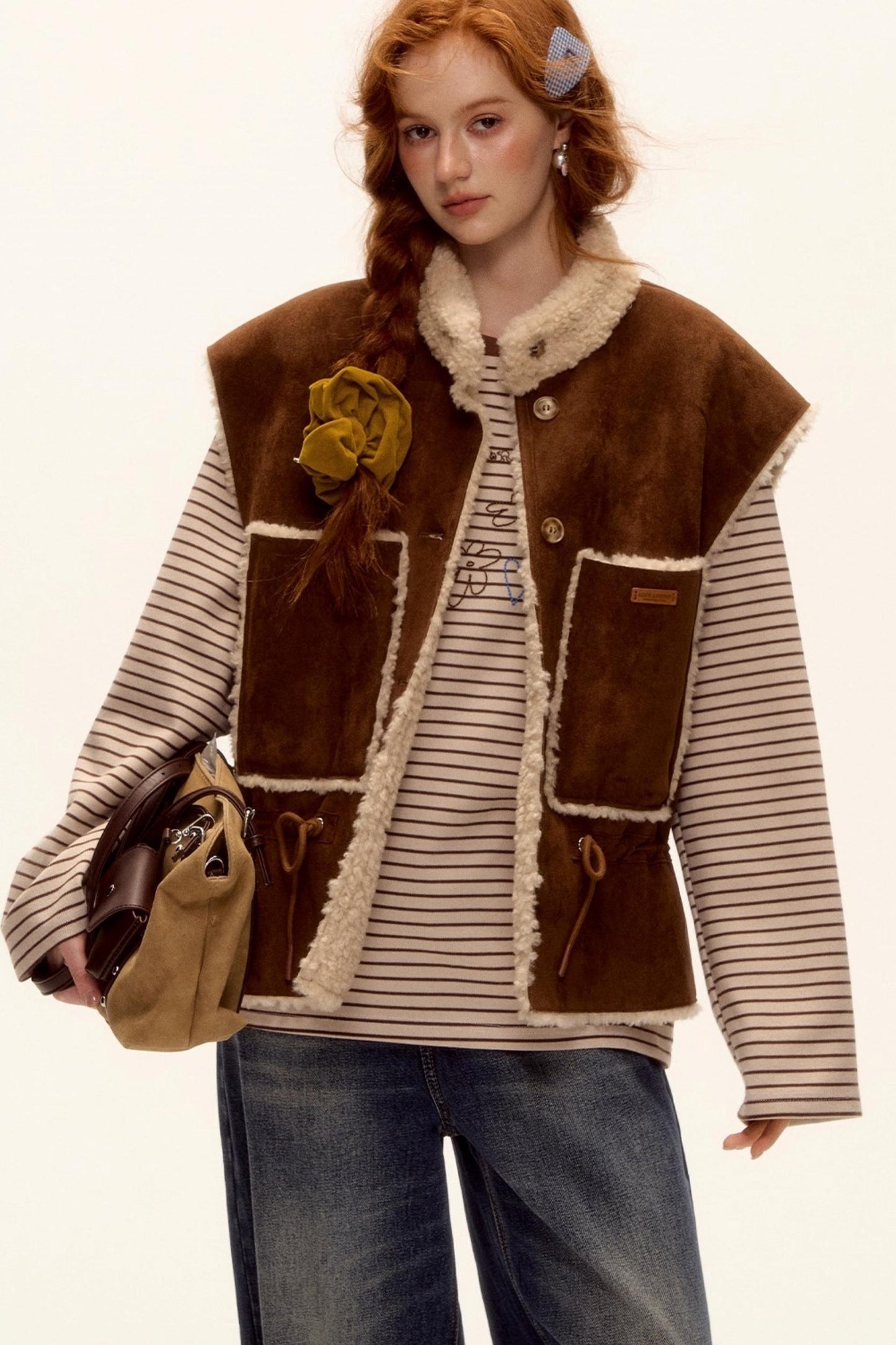 Reversible Fur Suede Vest Jacket