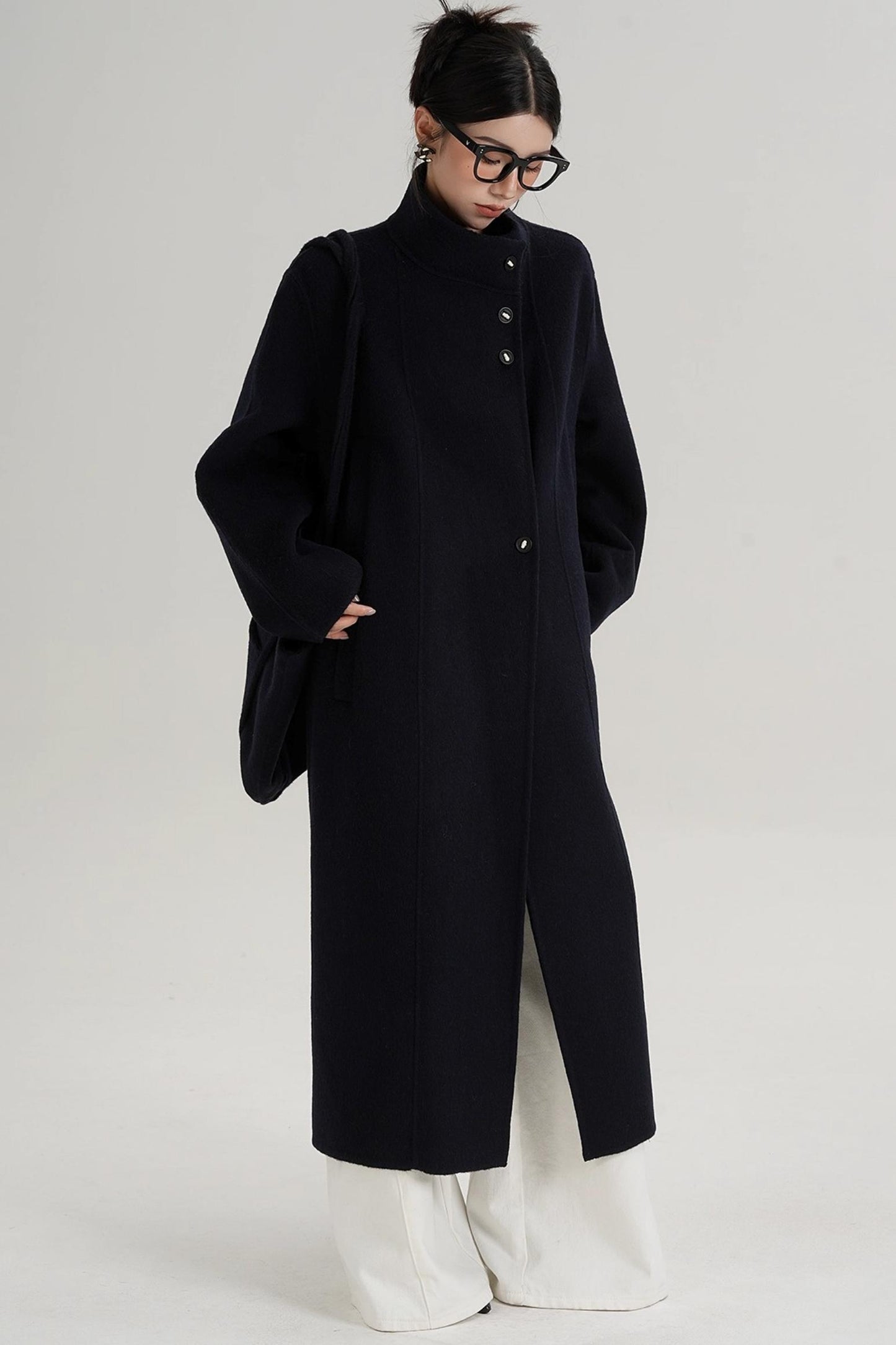 Temperament Stand-Up Woolen Coat