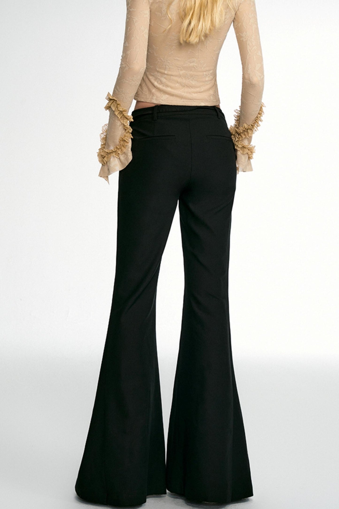 OfAkiva "Soar" chic Tencel wool-blend double-layered tassel suit trousers