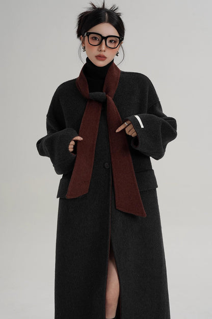 Reversible Contrast Wool Coat