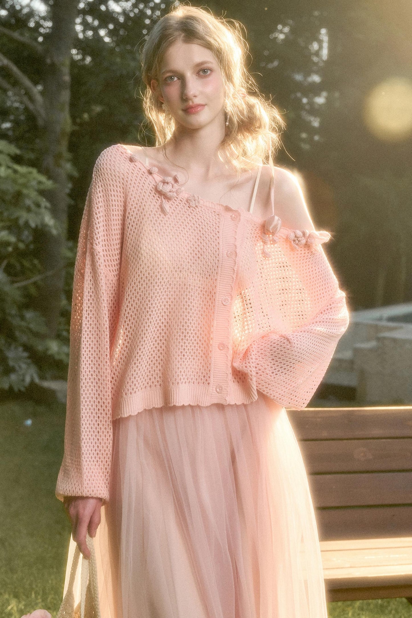 Galaxy Ice Silk Hollow Cardigan