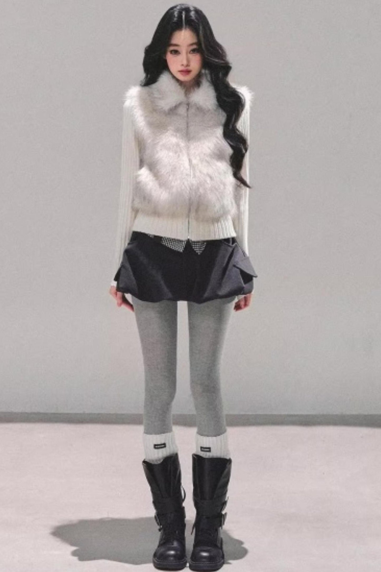 Faux Fur Leopard Knit Jacket