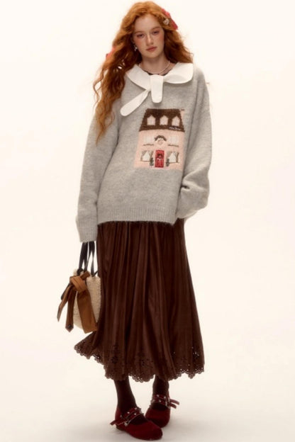 Jacquard Embroidered Wool Sweater