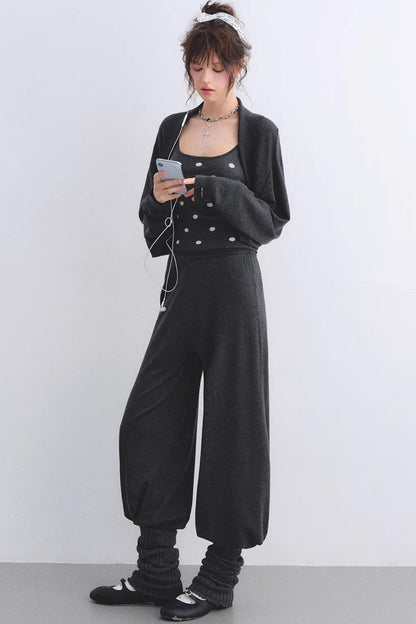 Lyocell Polka Dot Cardigan Set-Up