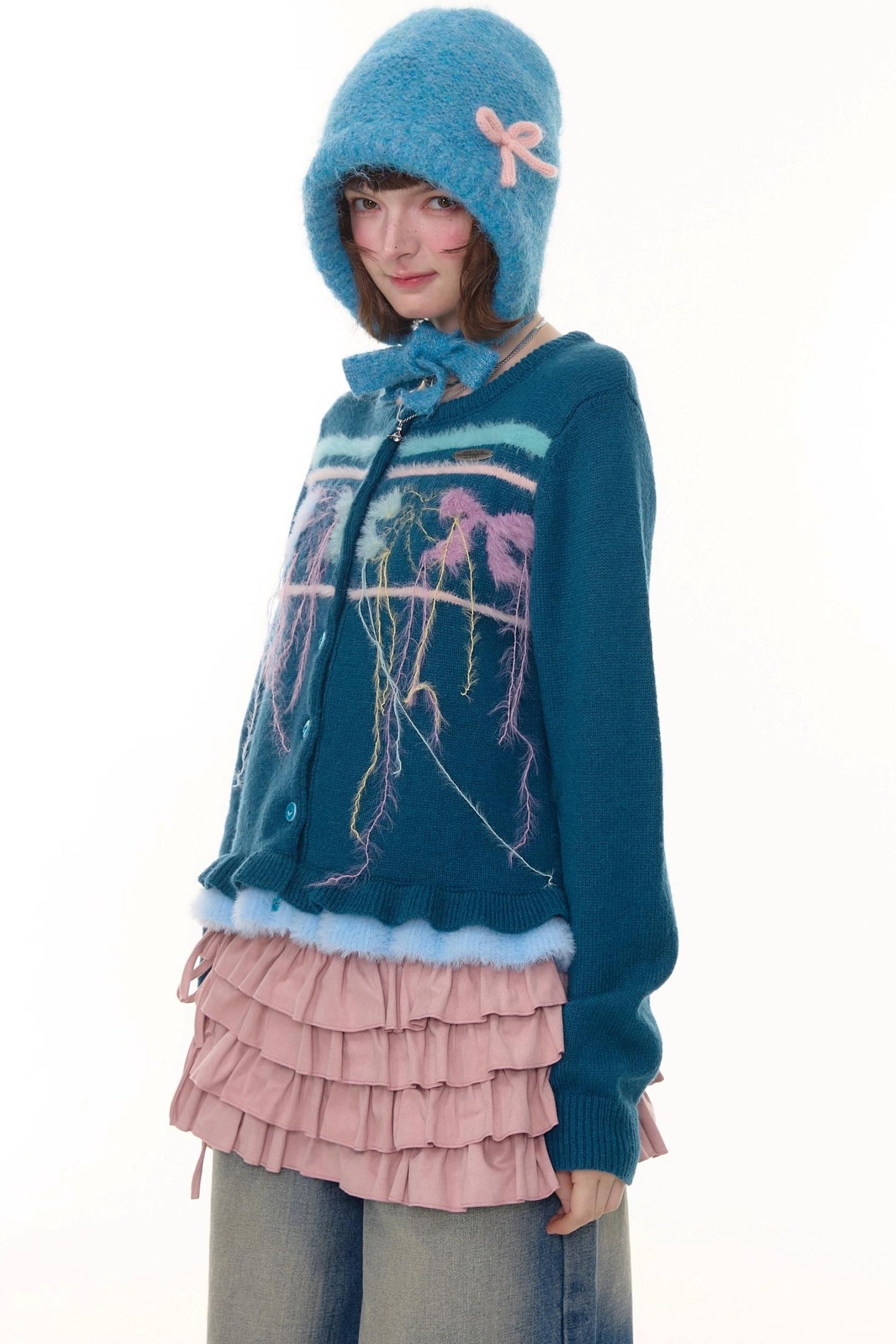 Autumn Silk Bow Cardigan