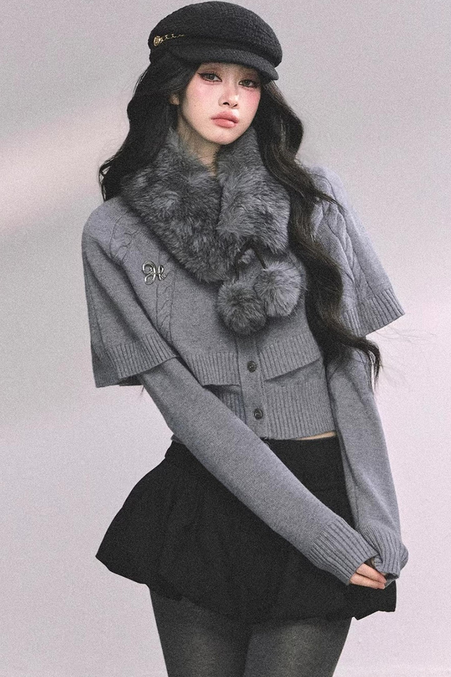 Cable Knit Cape Sweater