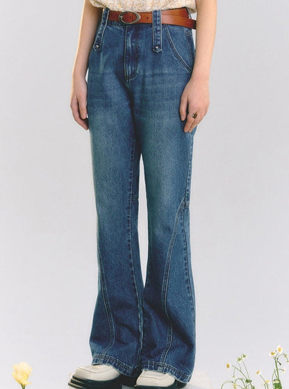 High Waist Straight Long Jeans Pants