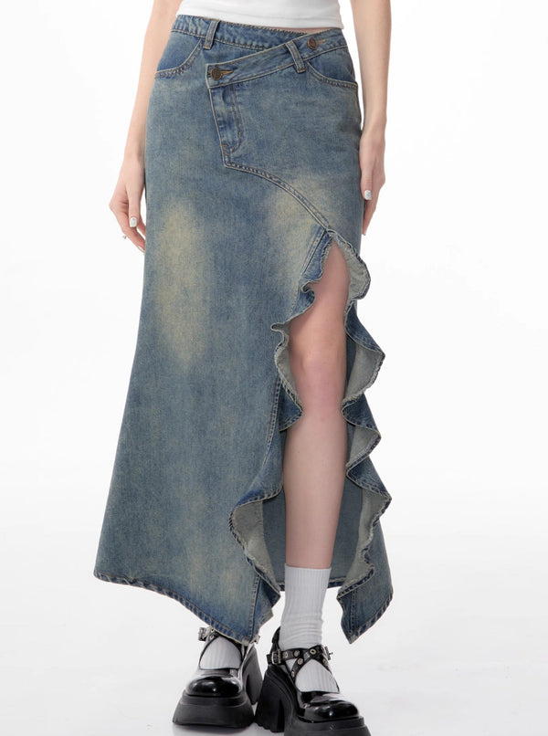 American retro high-waisted slim skirt