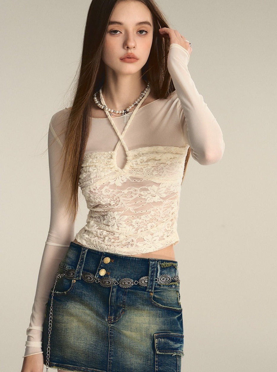 Lace Knitted Mesh Top