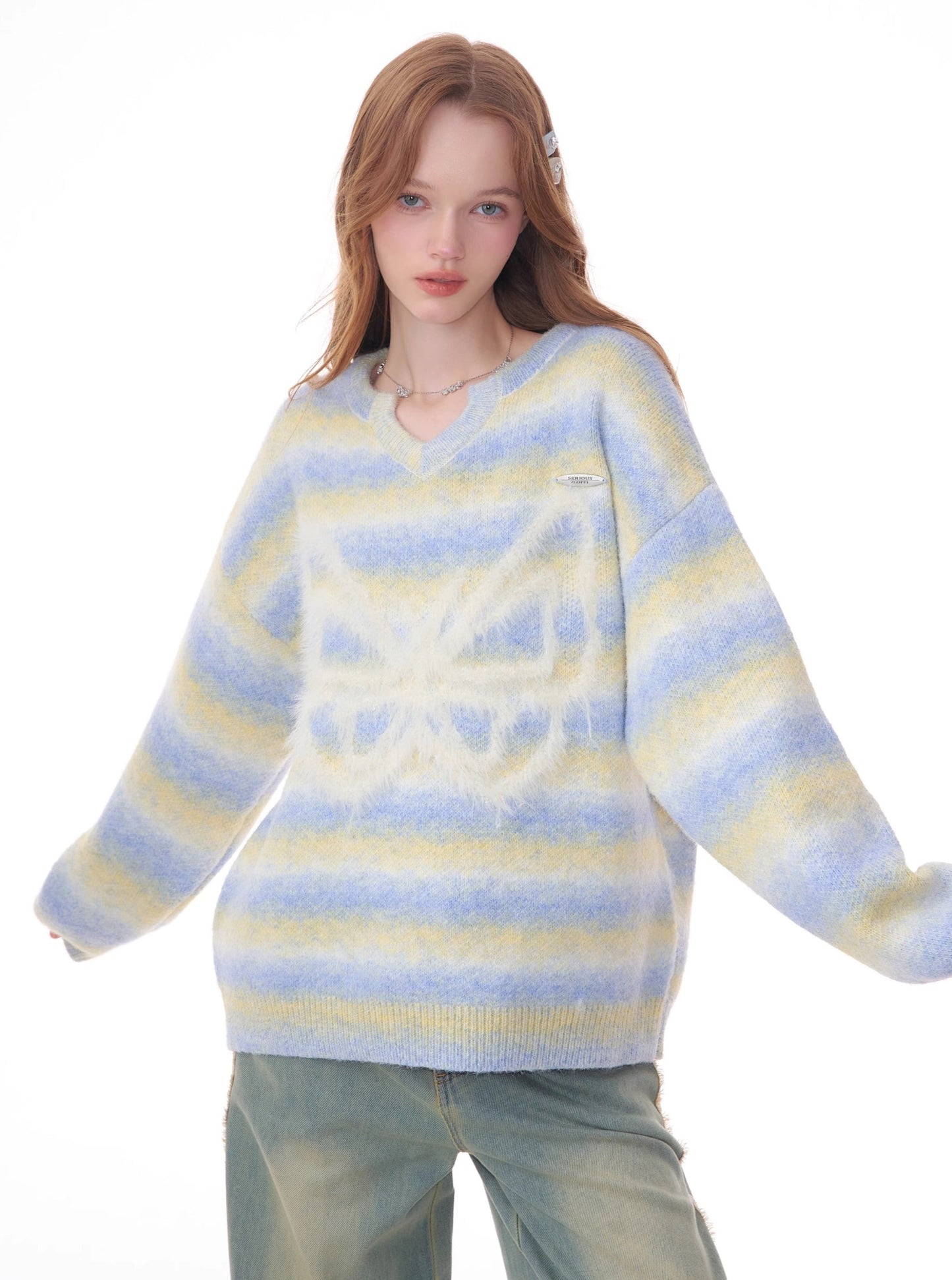 American striped butterfly sweater