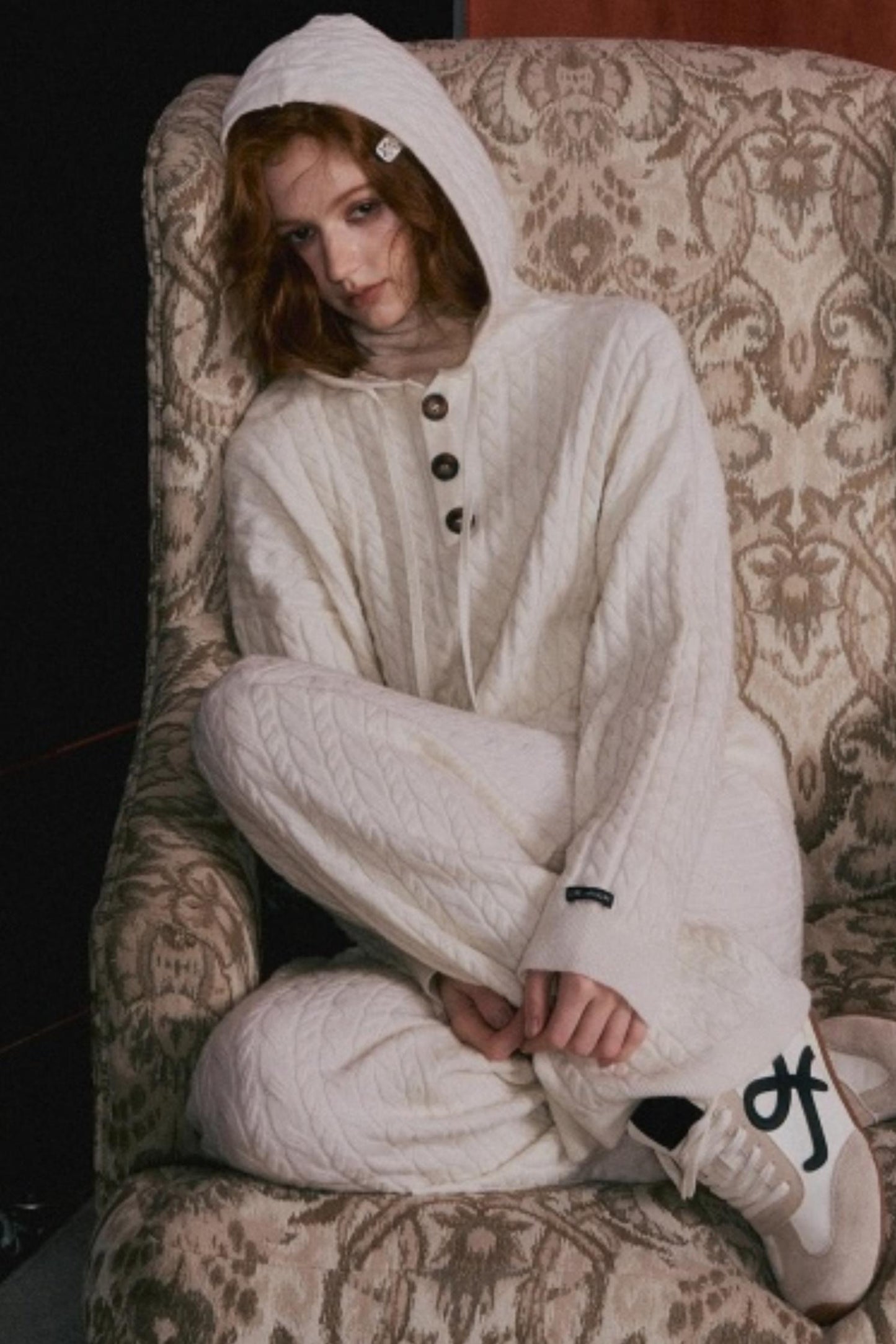 Wool Blend Hooded Knit Set-Up