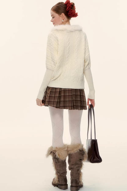 Retro Plaid Wool Skirt