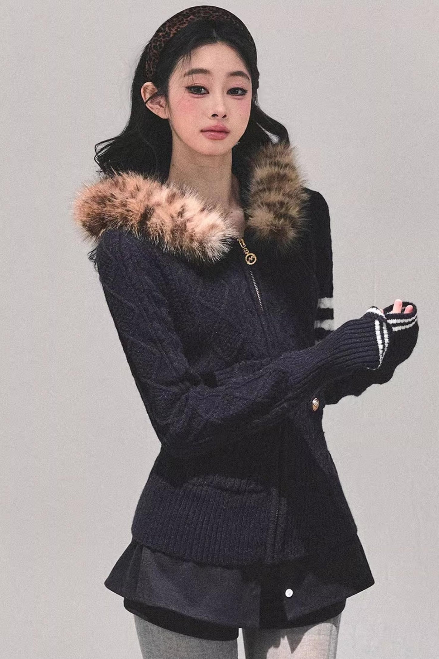 American-Style Hooded Knit Sweater