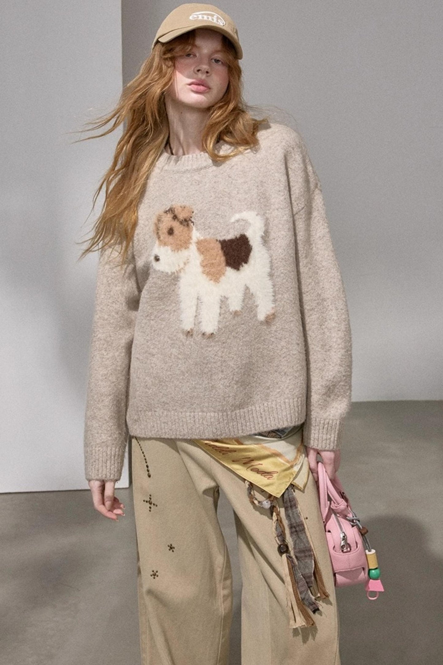 Puppy Jacquard Cloud Sweater