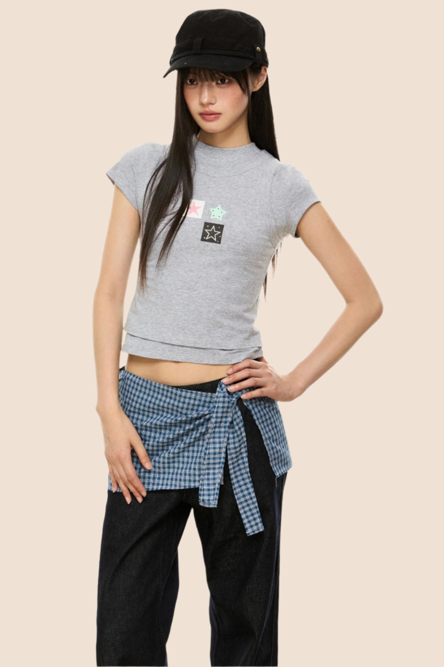 Slim Gray Square Crop Tee