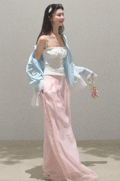 Iridescent Wide-Leg Trousers