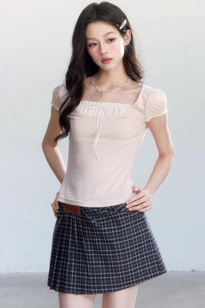 Sweet Retro Plaid Skirt Suit Set-Up
