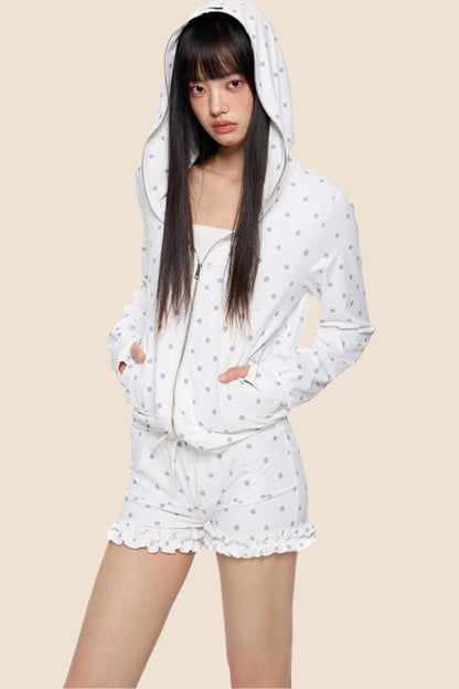 Summer Polka Dot Hoodie Set-Up
