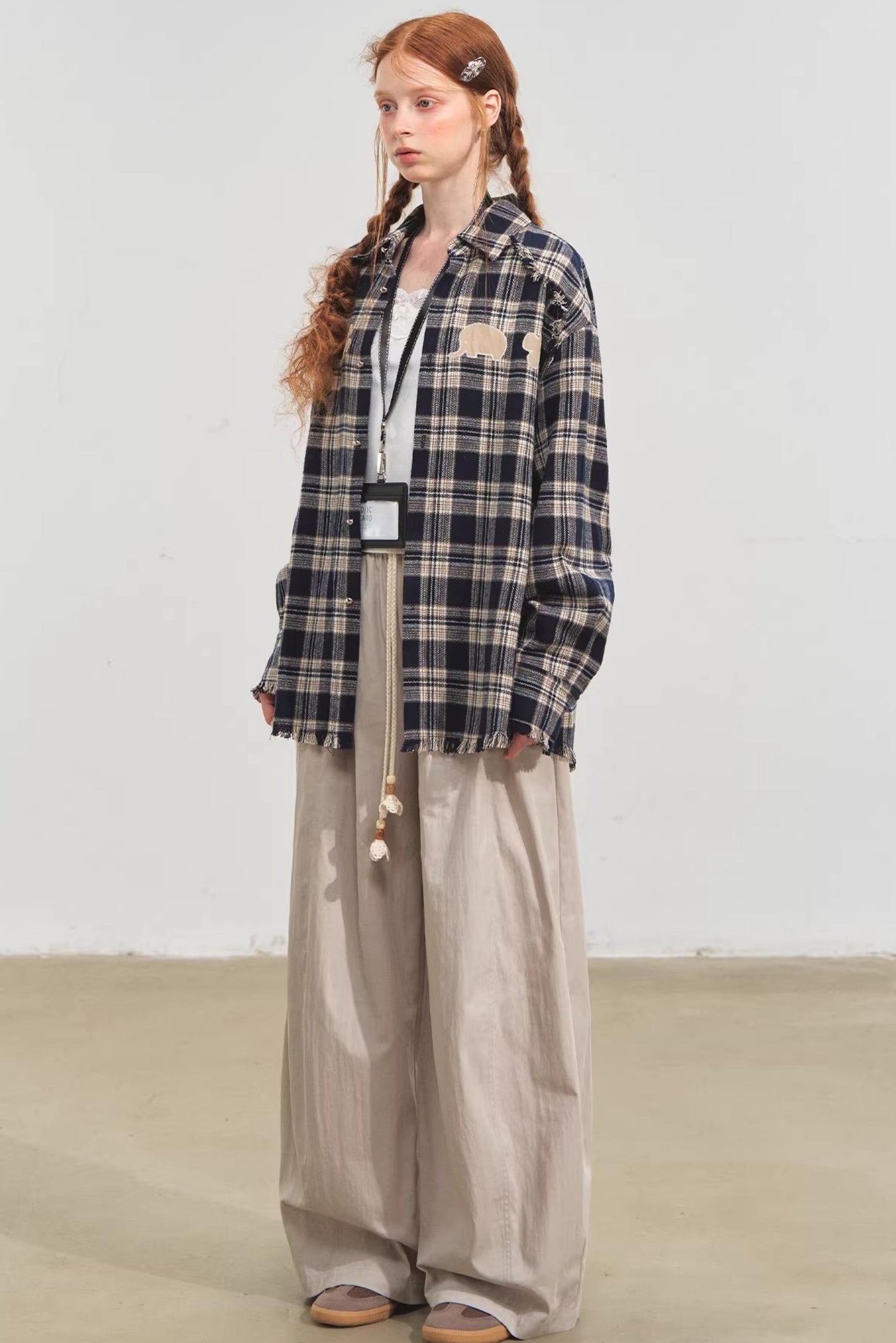 Plaid Collar Sweater Set-Up