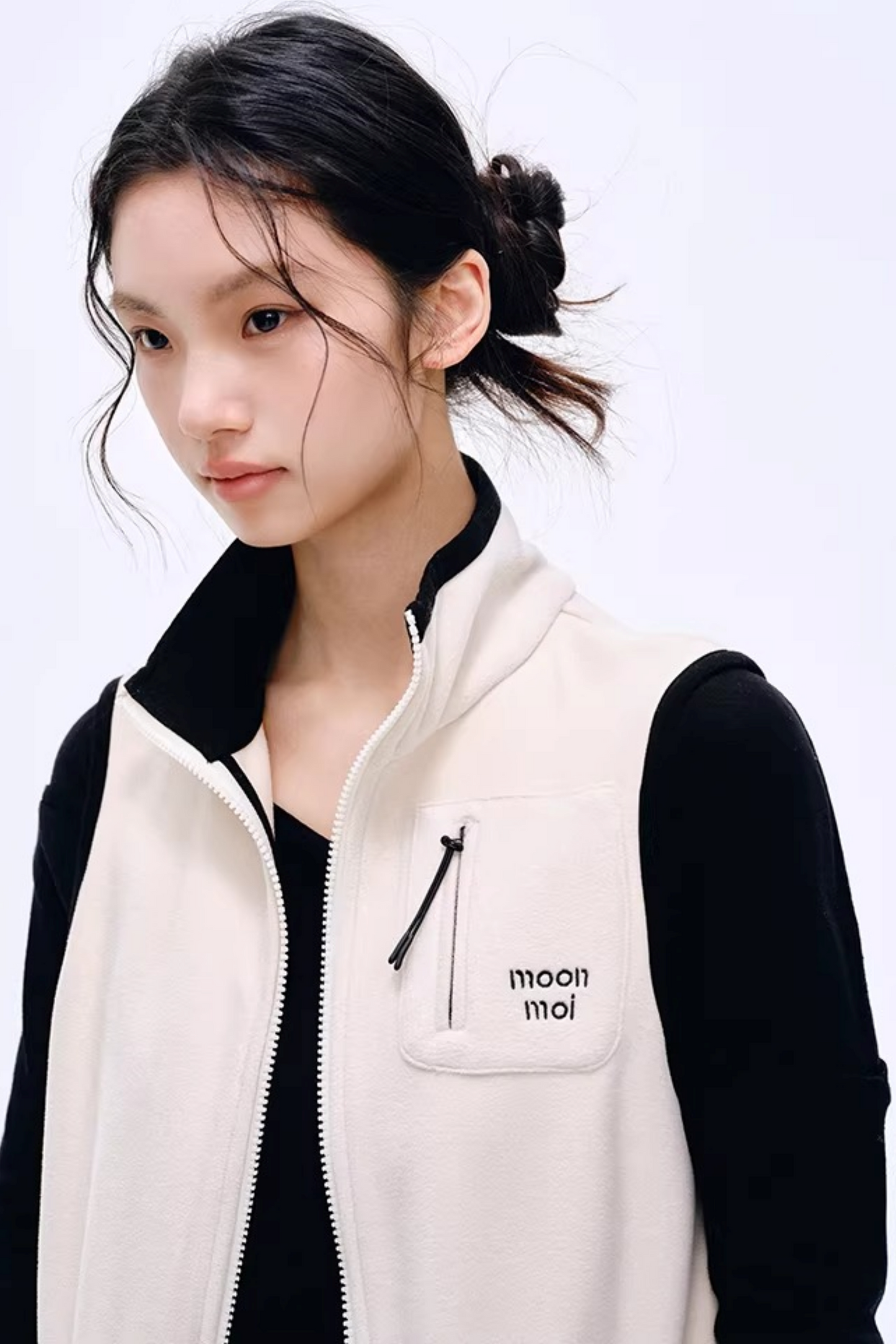 기모 안감 허리 조임 조끼 셋업