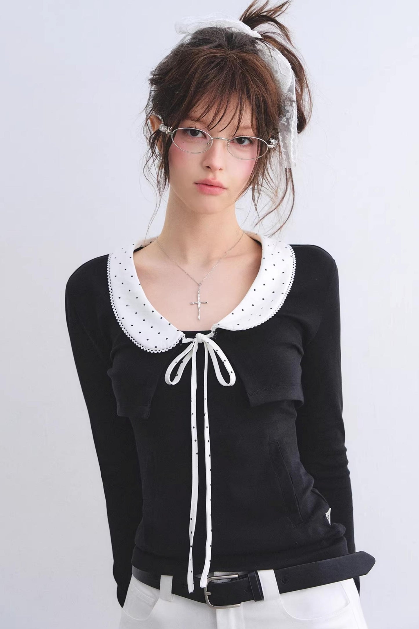 Polka Dot Lace Cardigan Set