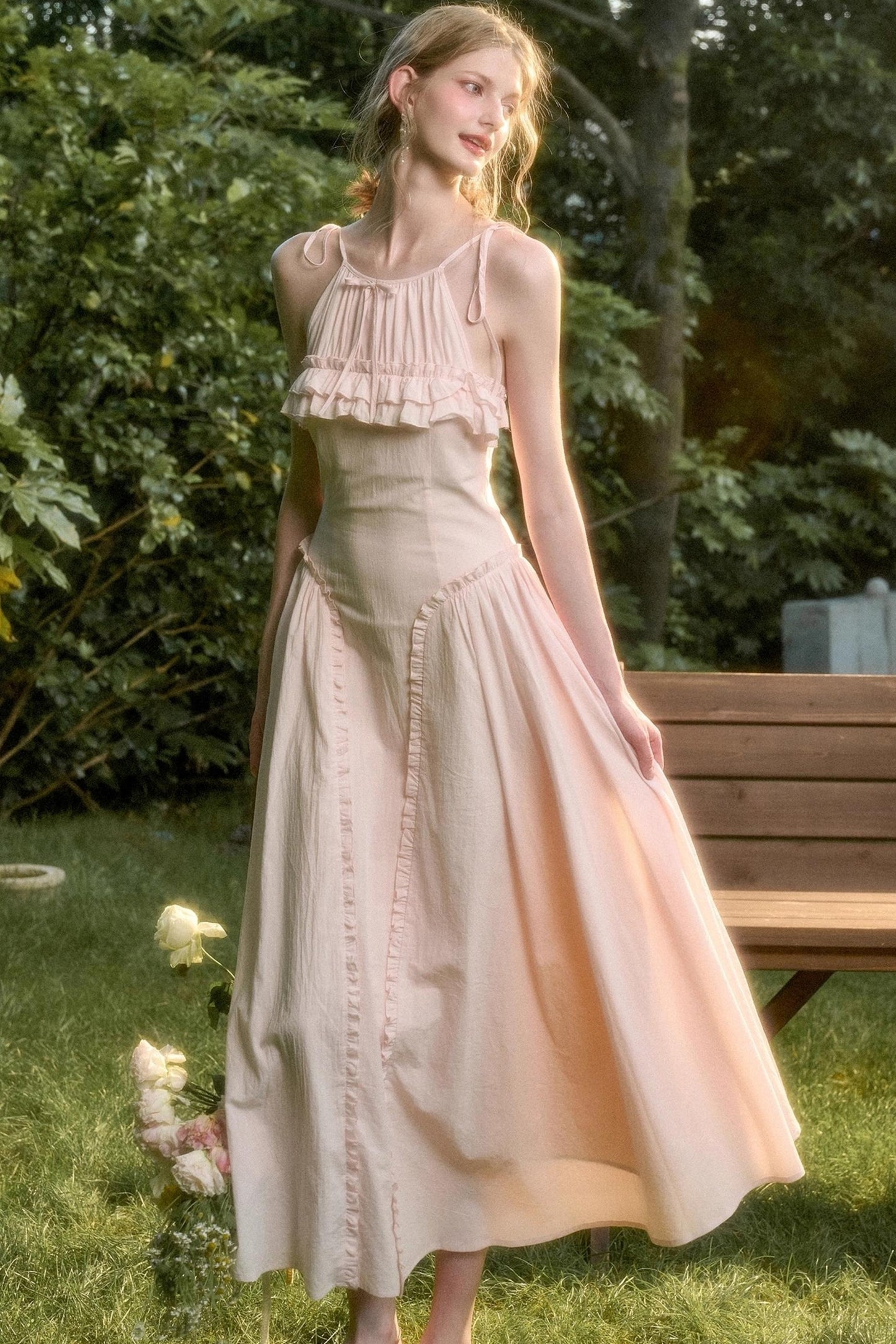 Rose Sea Halterneck Long Skirt