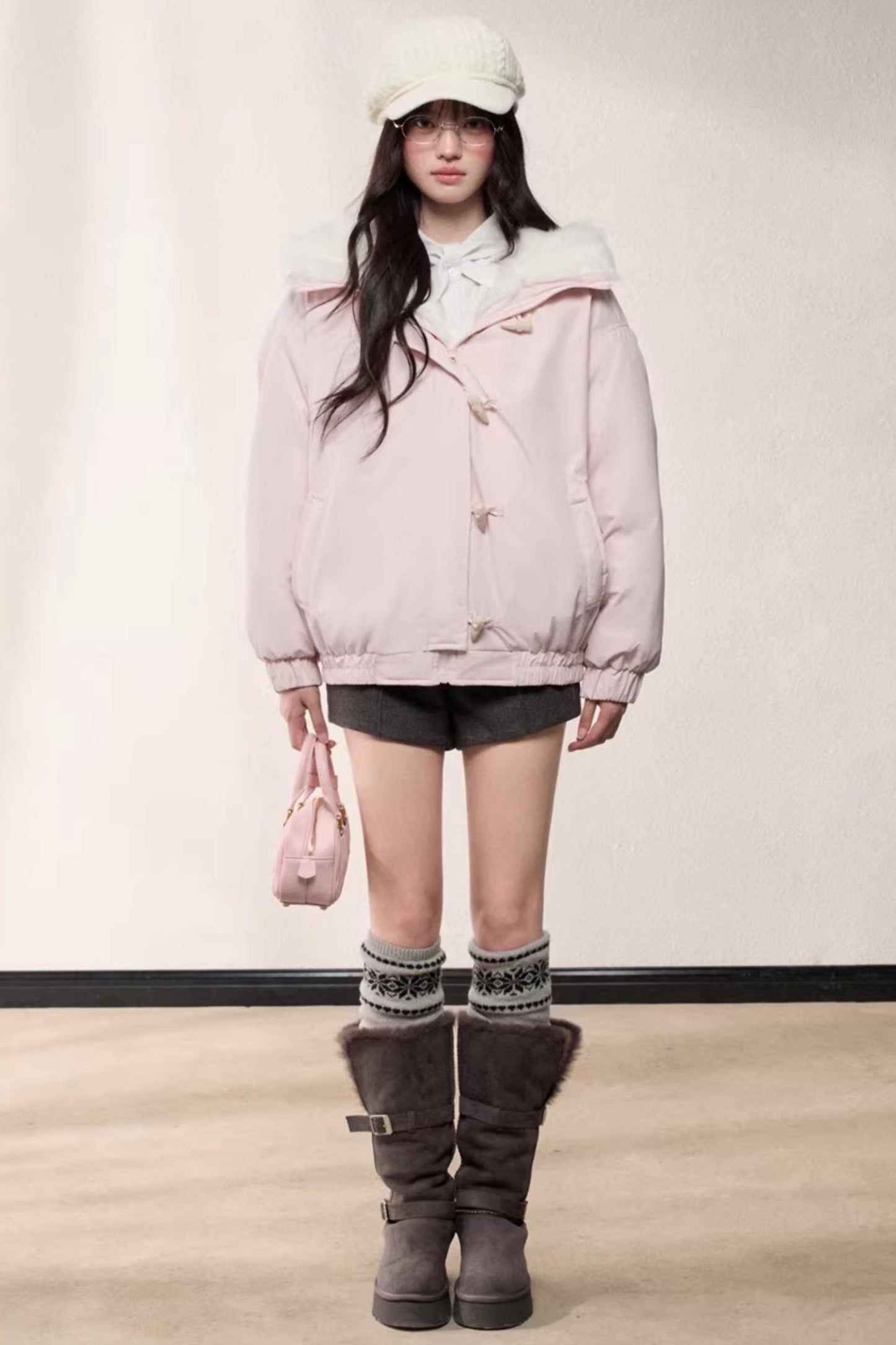 Fur Collar Hooded Cotton Coat