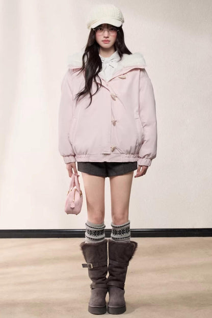 Fur Collar Hooded Cotton Coat