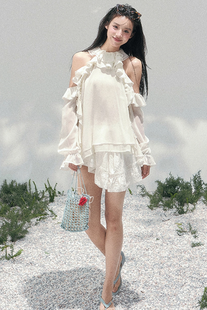 Ruffled Edge Off-Shoulder Top