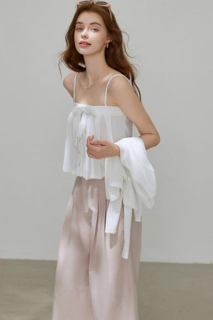 Cropped Cardigan Camisole Knit Set-Up