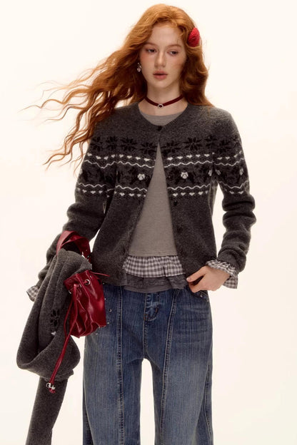 Jacquard Knit Cardigan Set