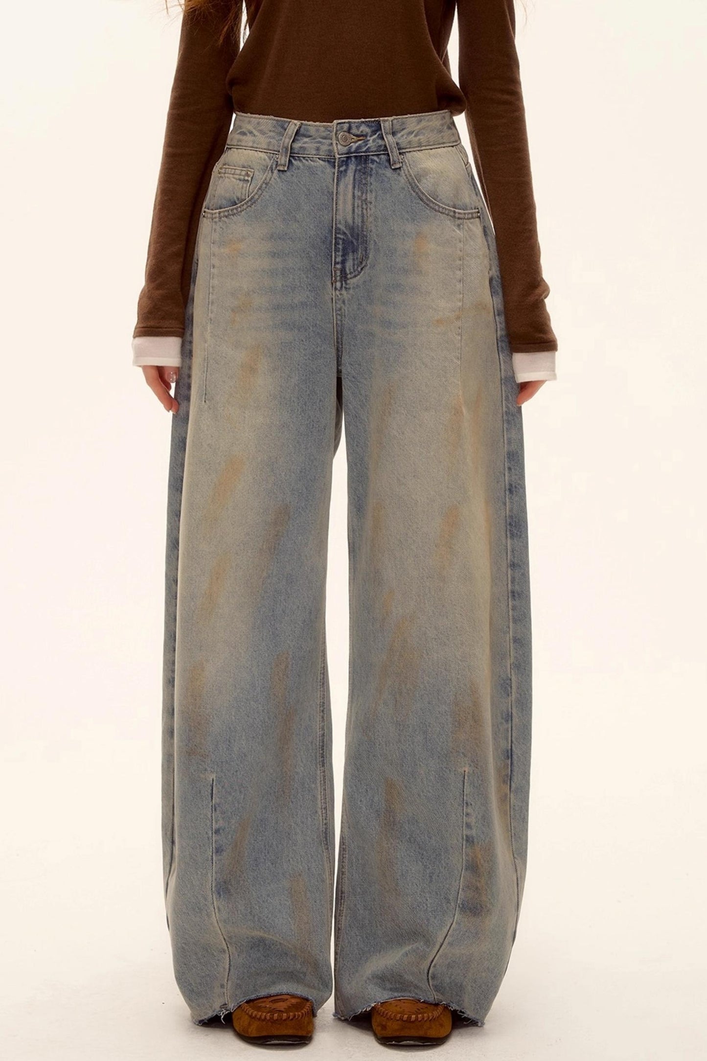 Vintage Washed Distressed Denim Pants