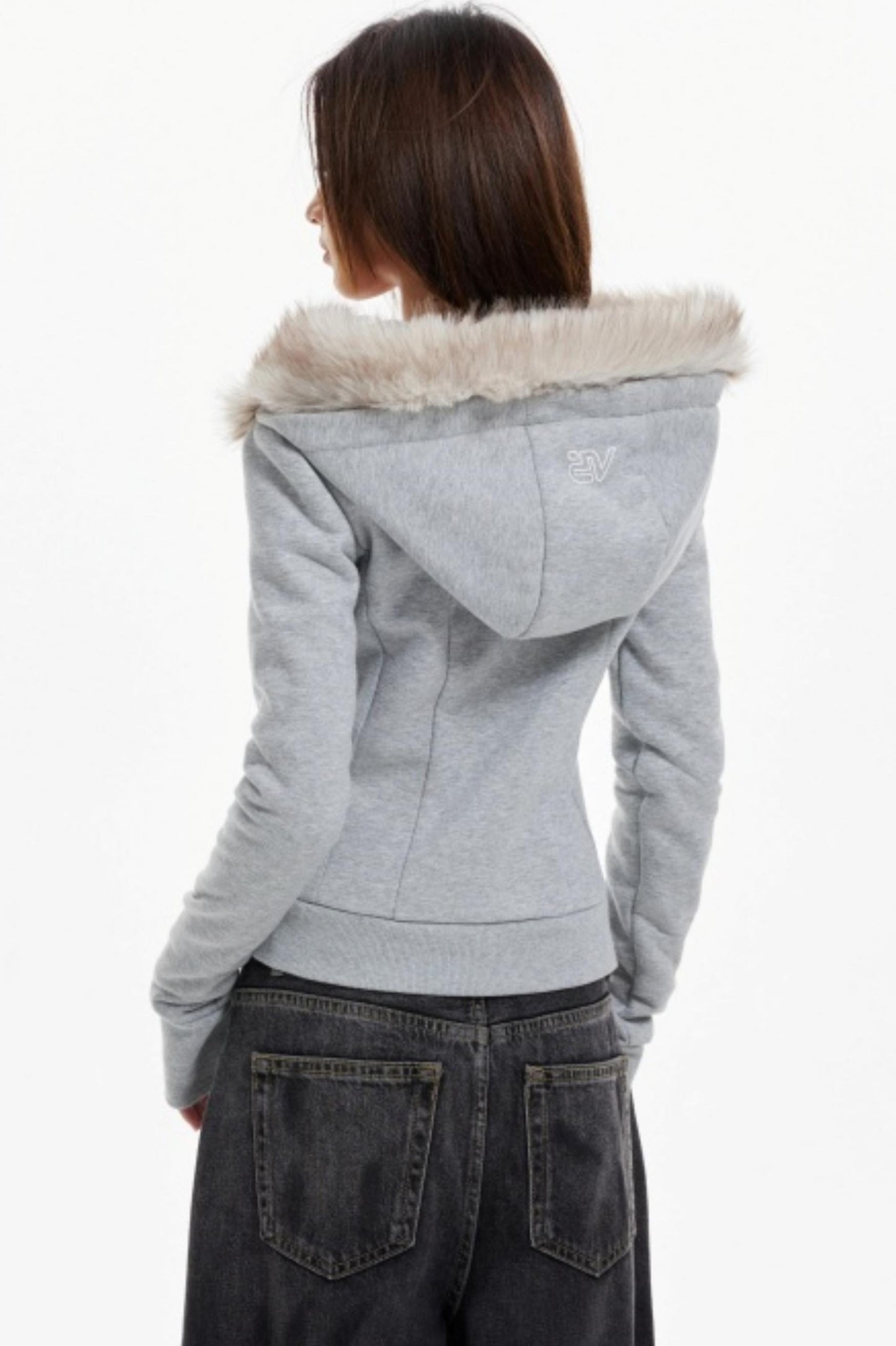 Fur Collar Slim Cotton Hooded Jacket