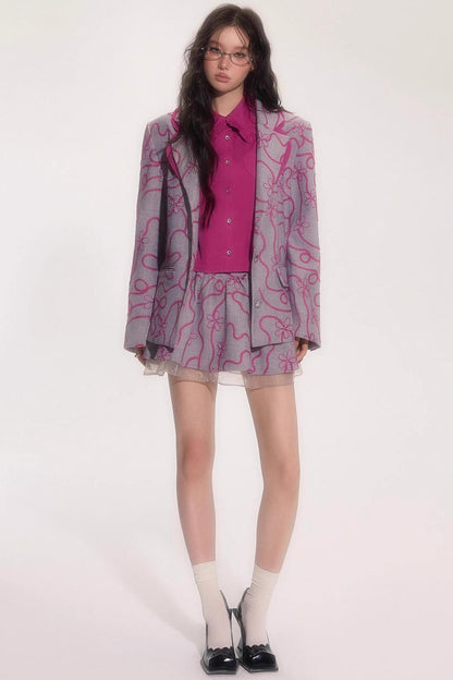 Suede Flower Bud Puffy Skirt