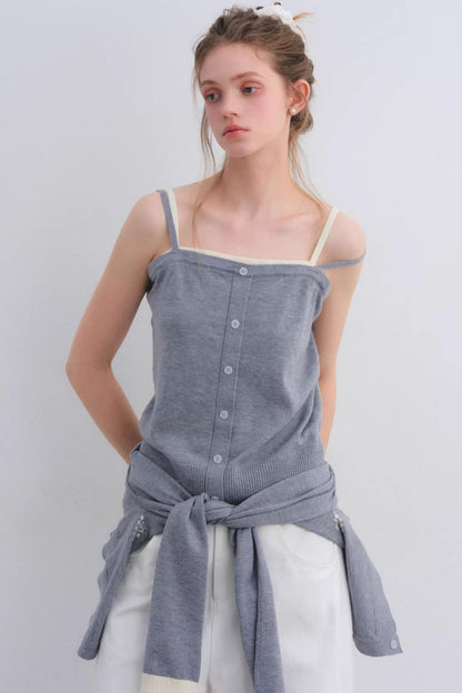 Gray Wool Cardigan Set