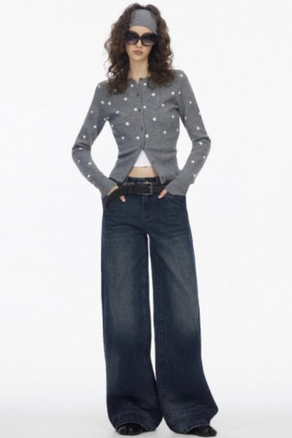 Vintage Polka Dot Base Knit Cardigan