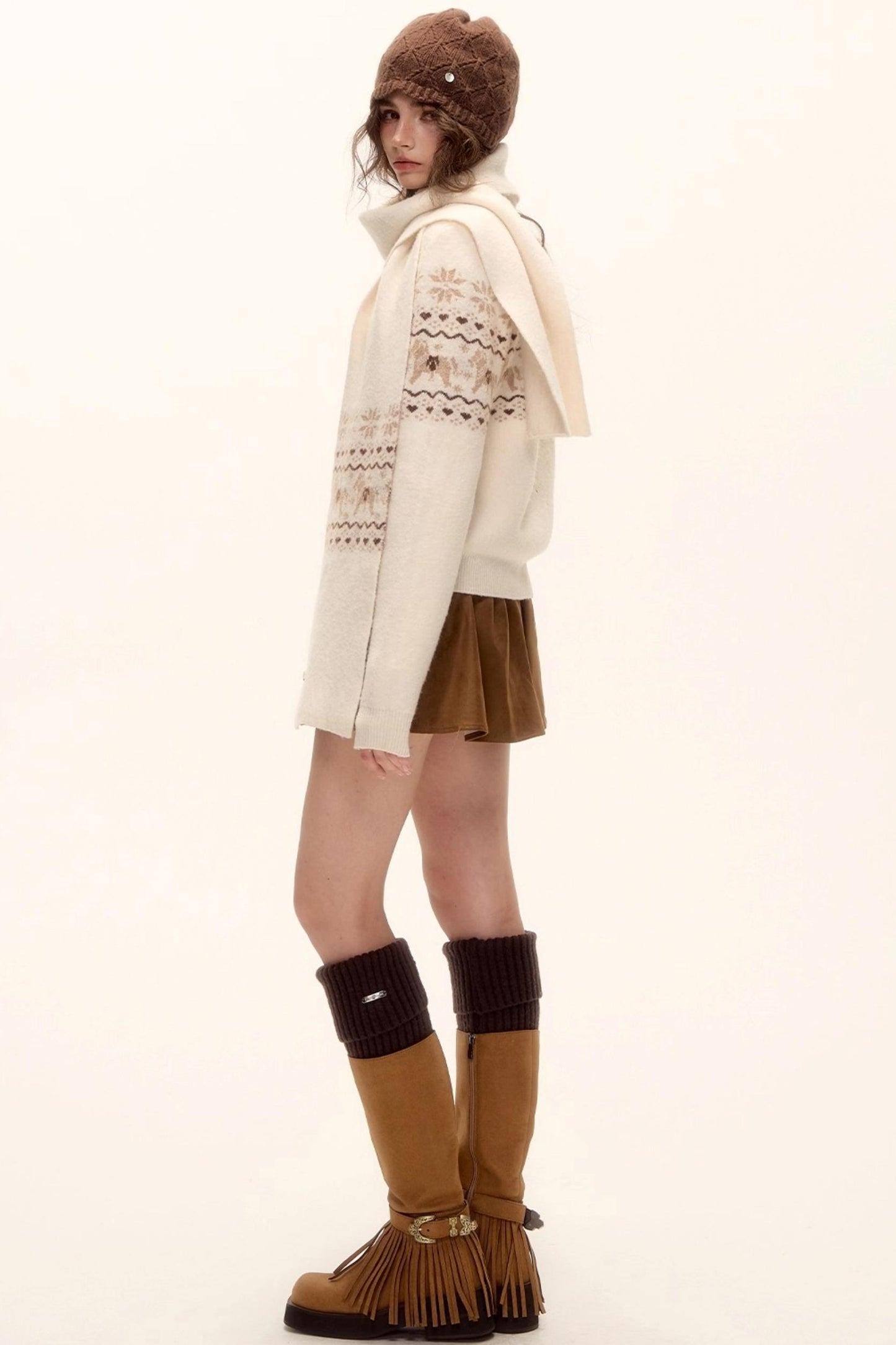 Beaded Suede Puffy Skirt