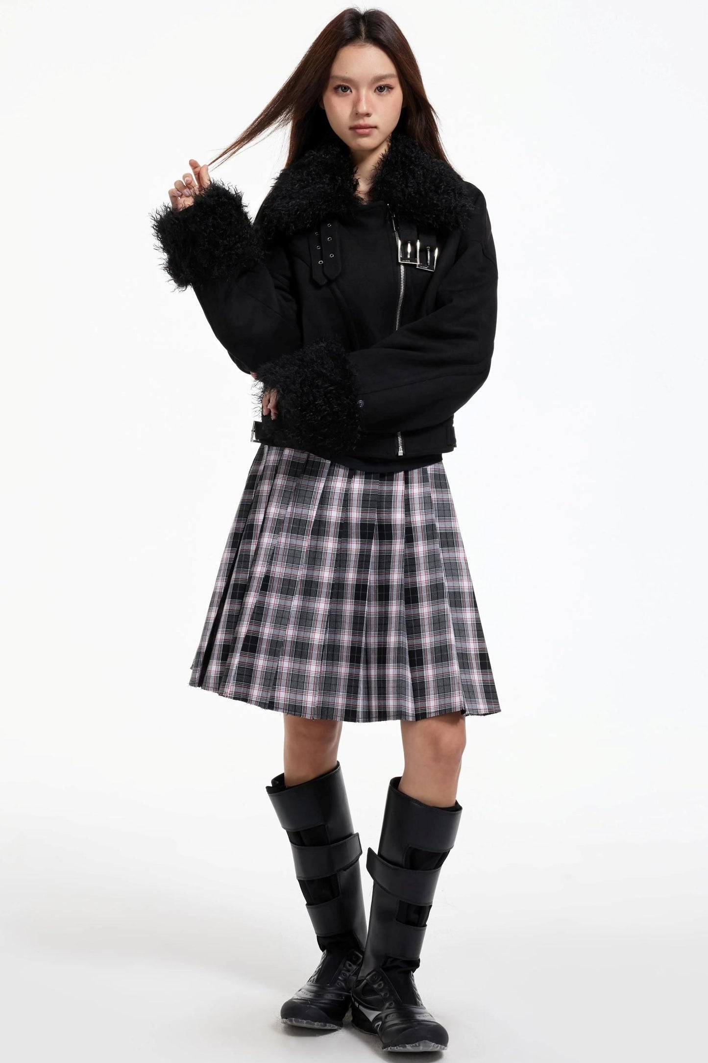 Pleated Mid-Length Skirt