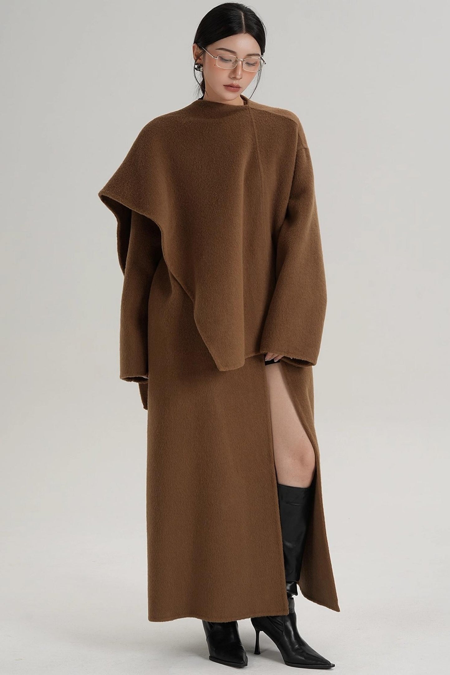 High-End Shawl Collar Wool Long Coat