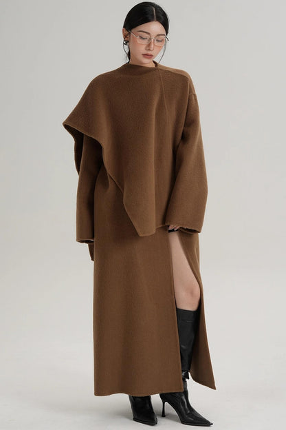 High-End Shawl Collar Wool Long Coat